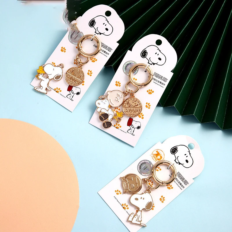 

New Kawaii Miniso Snoopys Keychain Key Ring Pendant Cute Creative Decoration Pendant Key Ring Backpack for Girl Birthday Gift
