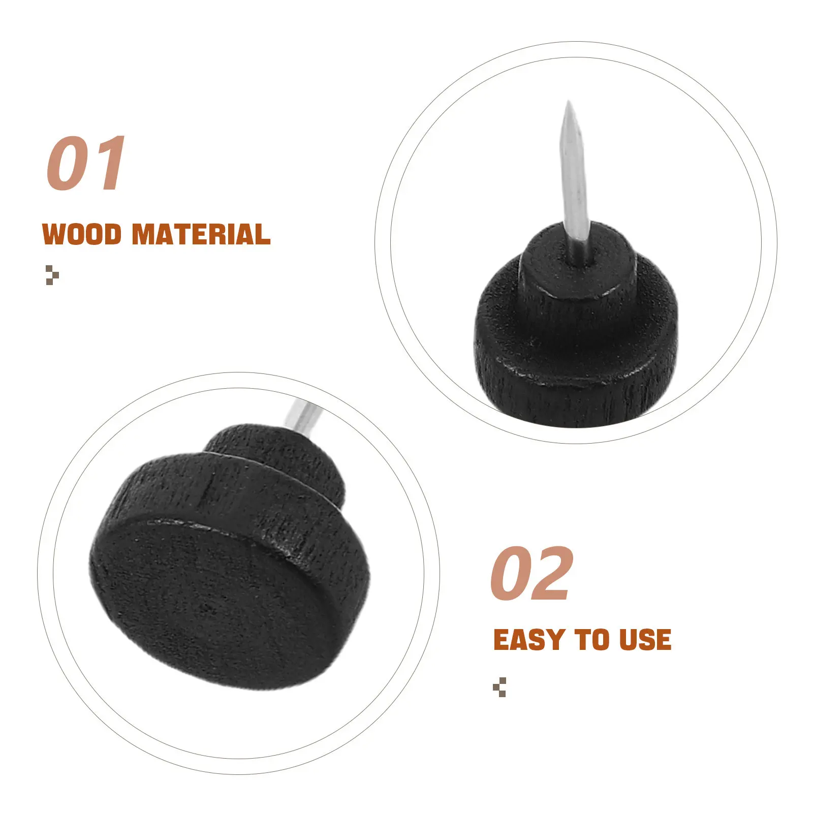 100개 나무 푸시핀, 플랫 헤드 천연 나무 핀, 사진 홀더, 메모, 벽 장식, DIY 공예, 사무용품, 코르크 보드용