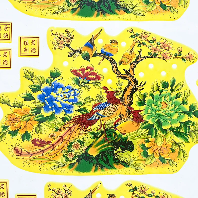 다채로운 꽃 종이 수제 DIY 세라믹 유리 매니큐어 장식 콜라주 아트 750-850에 대 한 빛나는 전송 종이 ℃