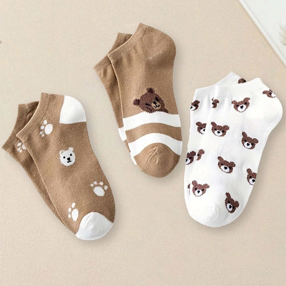 Patterned socks 5 Pairs Women Cartoon Patterned Socks Trendy Versatile Breathable Sweat Wicking Deodorizing Antibacterial Comfortable
