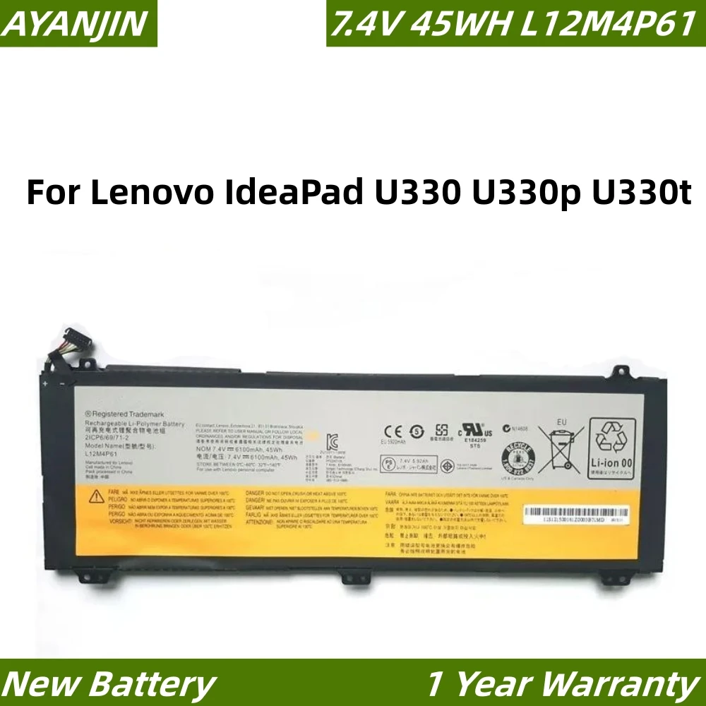 New L12M4P61 7.4V 6100mAh/45WH Laptop Battery for Lenovo IdeaPad U330 U330p U330t L12L4P61 laptop battery for lenovo ideapad b480 b485 b490 b495 m480 m490 m495 b580 b585 b590 b595 m580 m595 e49 k49