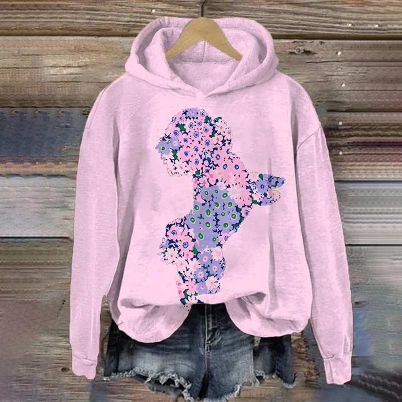 

New Winter Women Jumper Fleece Hoodies Autumn Lady Cartoon Printed Long Sleeve Sweatshirt Fashion Lady Casual Loose Pullover Top