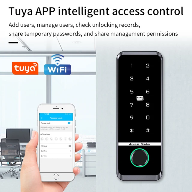 Outdoor Tuya App Wifi Access Control System Kit Set Waterproof RFID EM Fingerprint Keypad + 180Kg Electric Magnetic Strike Locks 2