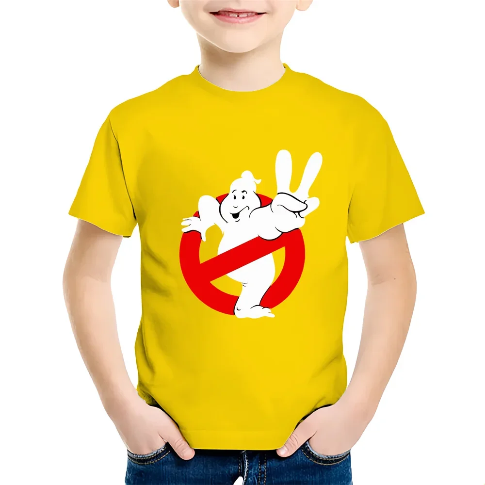Summer Boys/Girls Cartoon Children Cotton Tshirt Fun Ghostbusters Games Printed Short Sleeve Kids T-shirt Cute Baby Tees 3