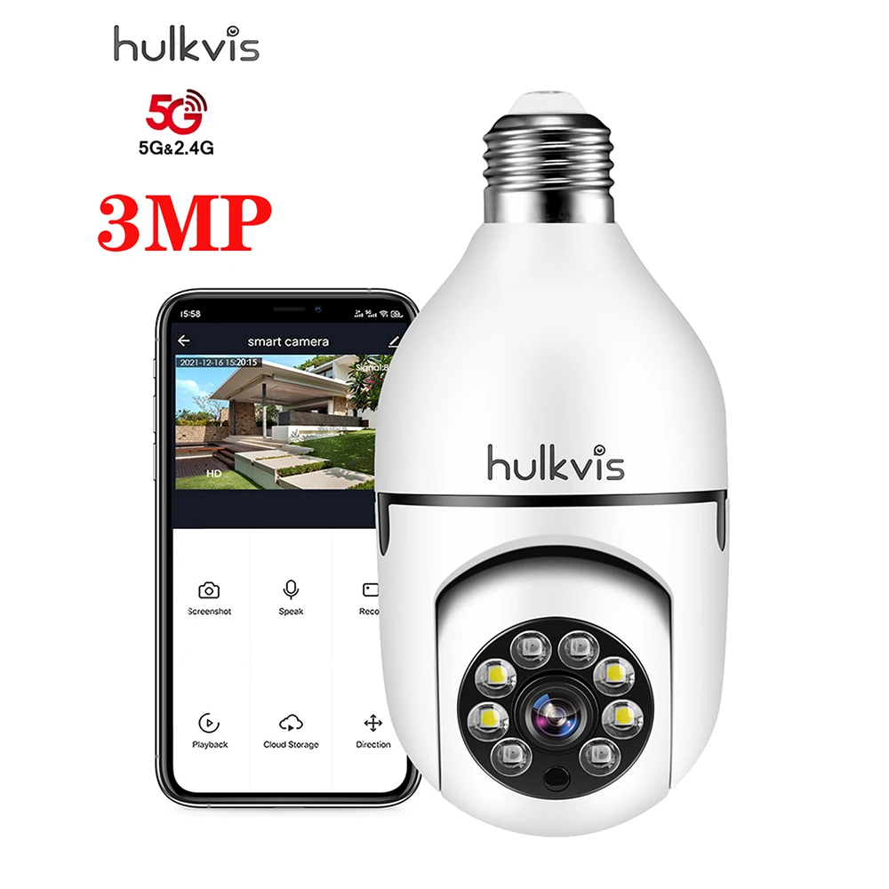 5Ghz E27 3MP Bulb Security Camera For Home 1080P Wireless Surveillance