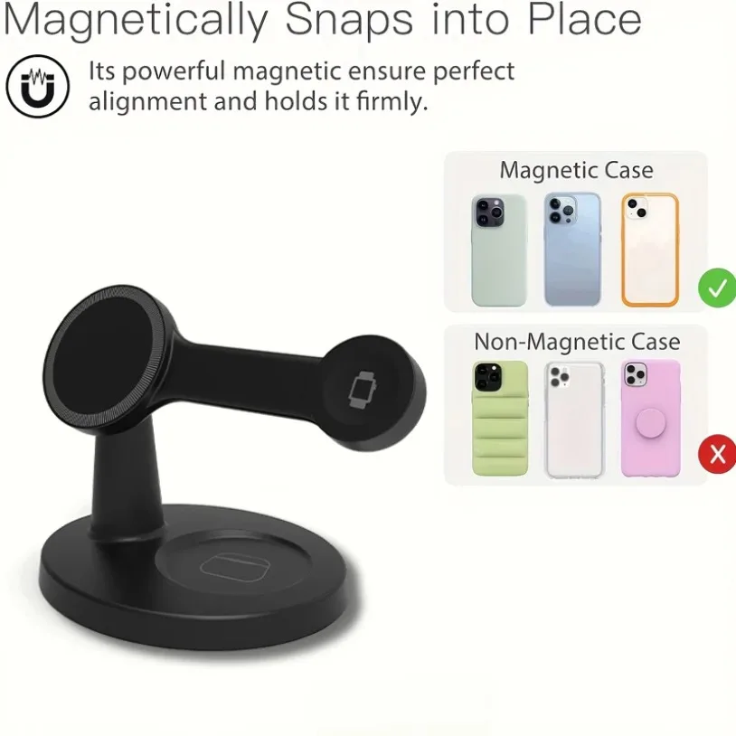 100W 3 In 1 Magnetic Wireless Charger Stand For Magsafe iPhone 16 15 14 13 Pro Apple Watch 9 8 AirPods Pro Fast Charging Station