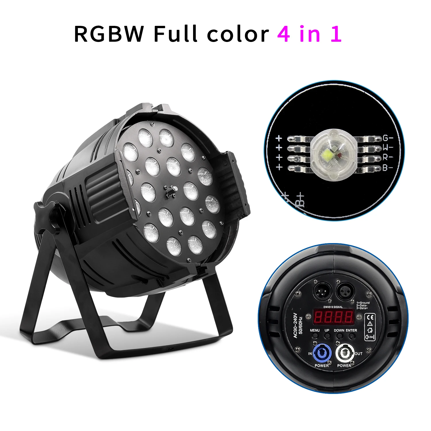 thumbnail image 1 of Luz LED de escenario con zoom de aluminio de 18 x 12 W/18 x 18 W RGBWA UV 6 en 1, luz LED Par, control DMX512, iluminación de escenario para DJ, discotecas, bodas y fiestas, 1 of 5