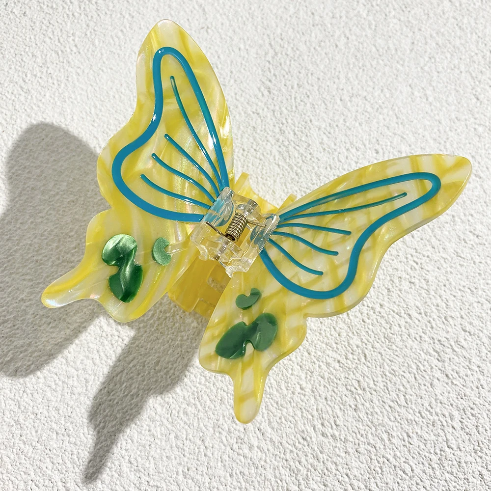 Bunte 3D Strass Schmetterling Haar Klaue Clip Für Frauen Mädchen Neue Luxus Acetat Pferdeschwanz Haarnadel Haar Zubehör Werkzeug Geschenke – Detail 7