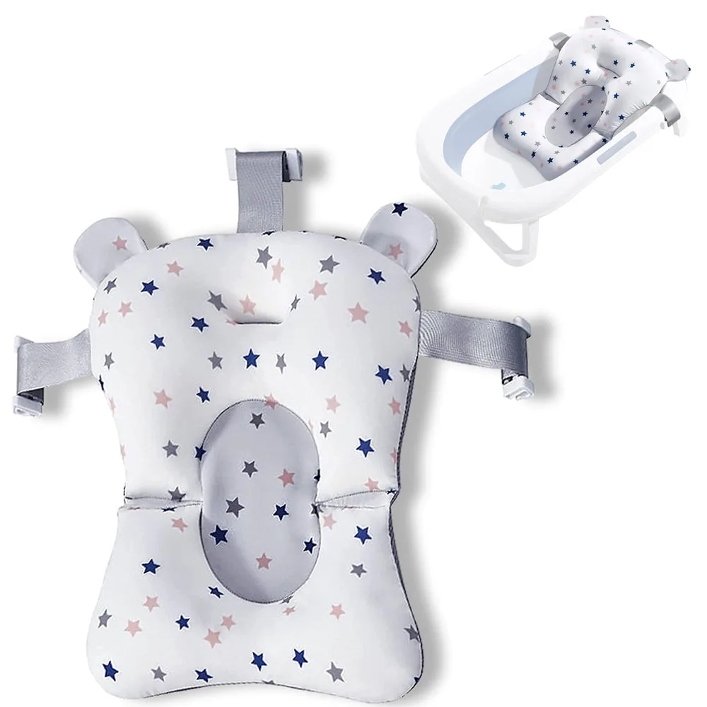 Baby Bathing Seat Security Bathtub Support Mat Portable Travel Washable Soft Newborn Cushion Pad Accessory White Star