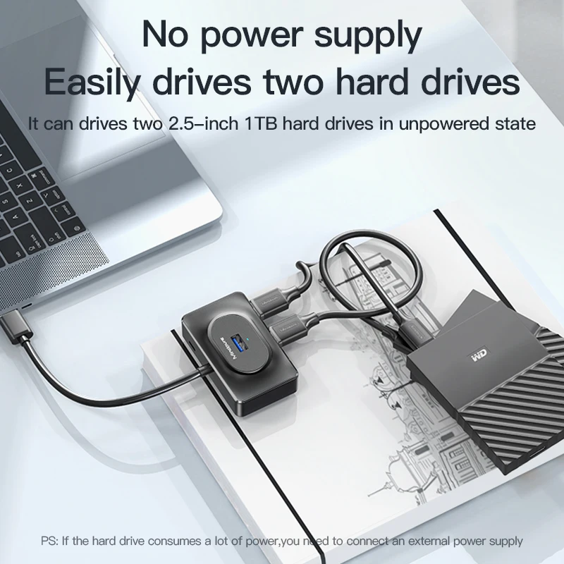 Mindpure USB 3.0 Hub 4 Ports HUB Splitter 4 in 1 with Type C Charge Power for MacBook Pro Air Huawei Mate 30 Docking Station HUB 4
