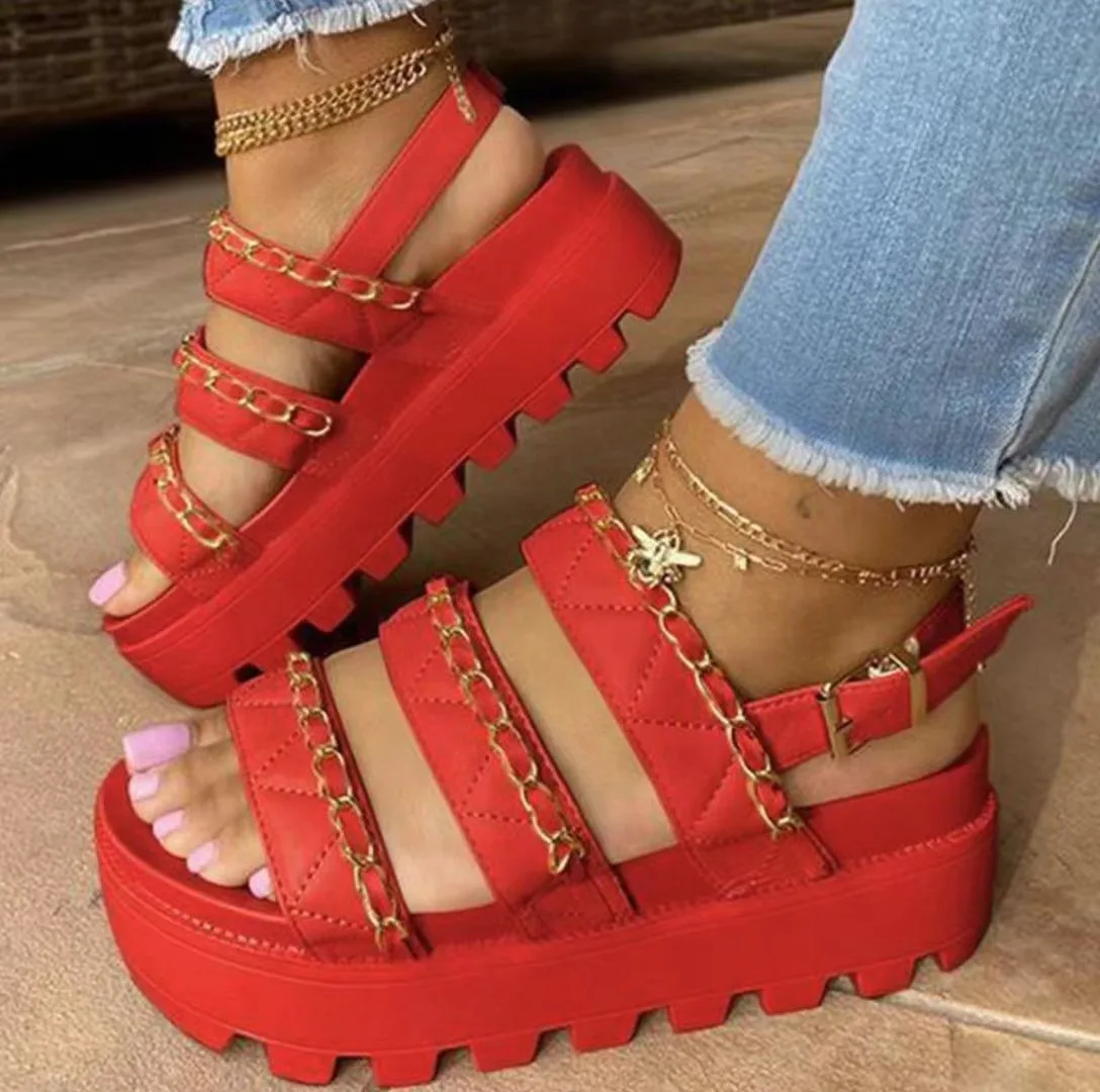 Women Sandals Fashion Platform Gladiator Sandals Open Toe Buckle Strappy Height increase Summer Women Sandalias