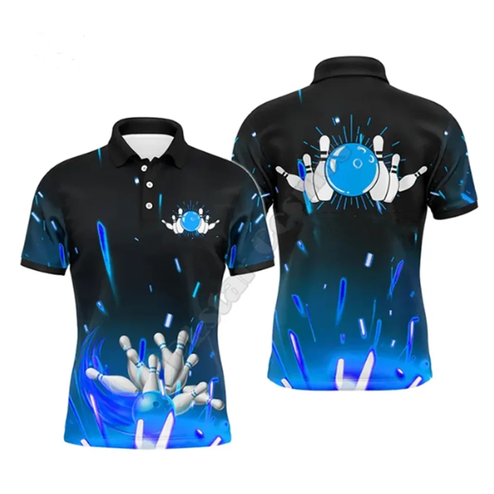 Men's short-sleeved golf Polo shirt printing T-shirt lapel button shirt new summer sports bowling short-sleeved