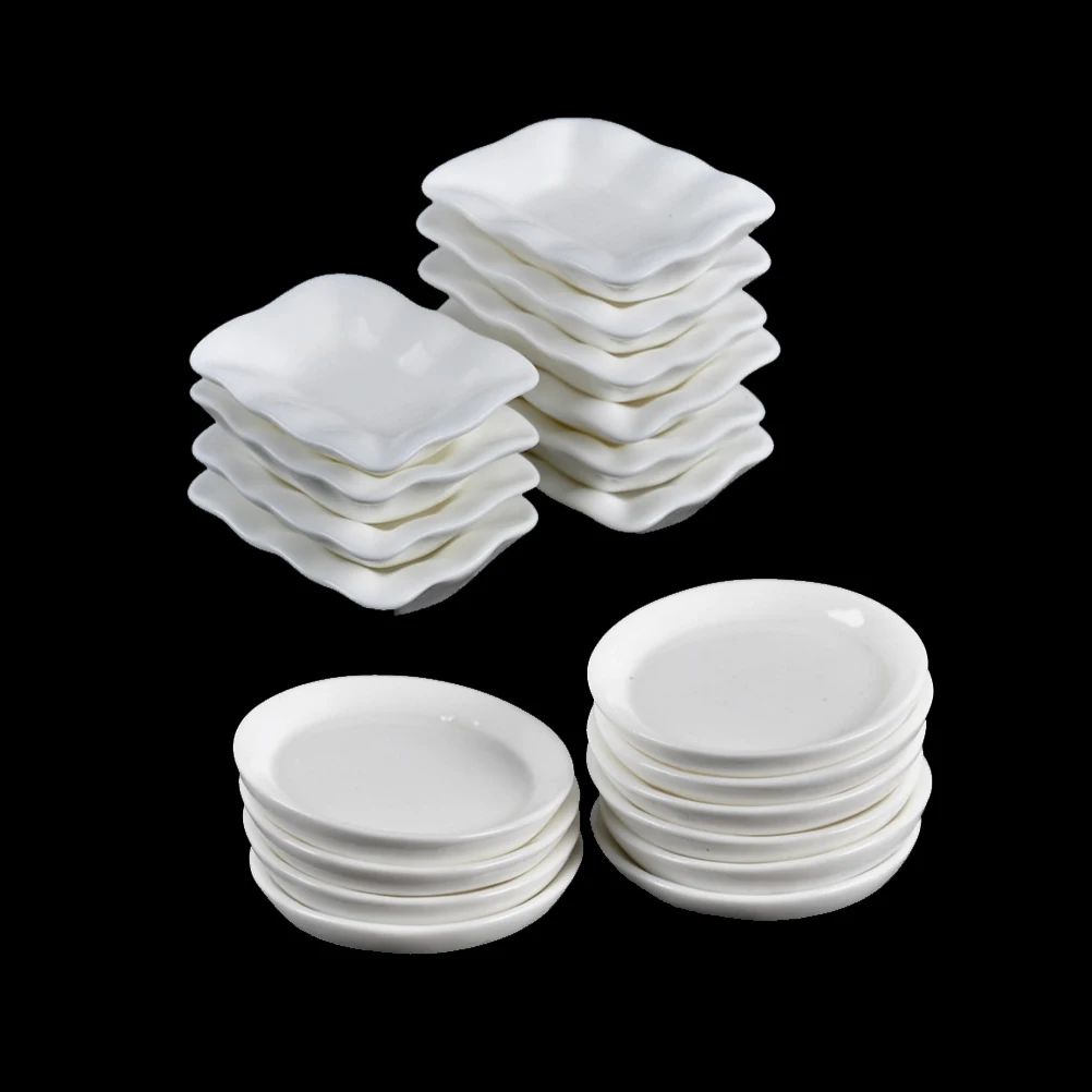10Pcs/set Durable Mini Food White Dishes Tableware Miniature Doll House Accessories Dollhouse Trays Plates Doll Kitchen Toys 2