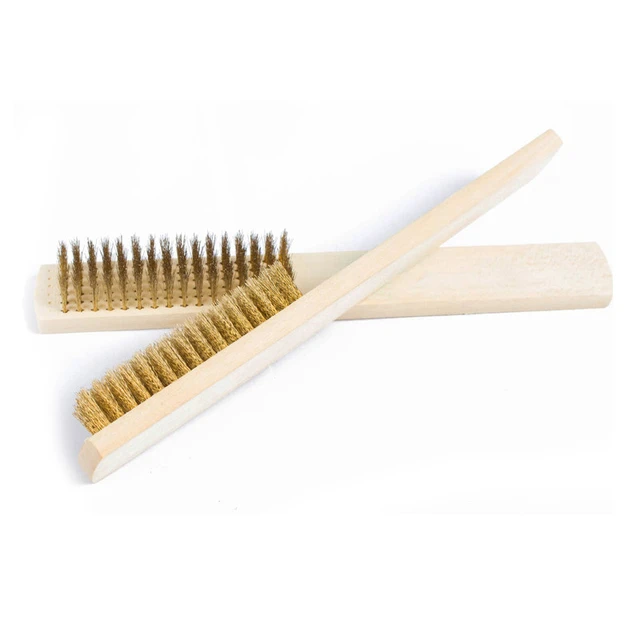 Brass Brush Soft Brass Bristle Wire Brush with Wood Handle for Cleaning  Metal Surface, Remove Welding Slag Rust Paint Stains