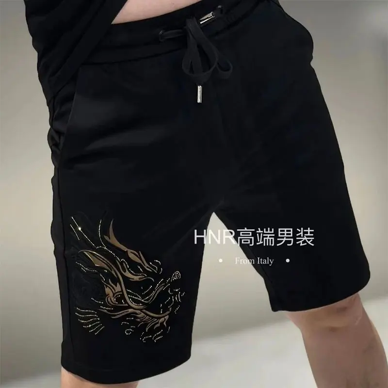 

Elegant Fashion Harajuku Slim Fit Male Clothes Loose Casual All Match Sports Pants Printed Straight Leg Shorts Pockets Shorts