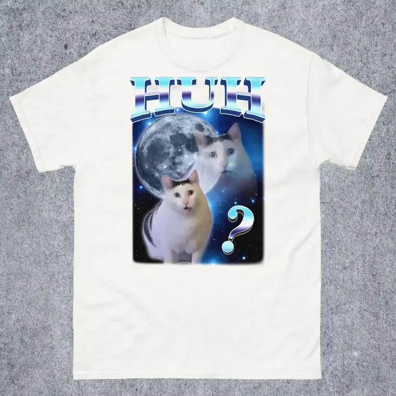 HUH Funny Dank Cat Meme Tee Shirt Gift for Woman and Man Ugly Shirts Unhinged T-shirt Goofy Ahh Cats Clothes Stupid Silly tshirt 5