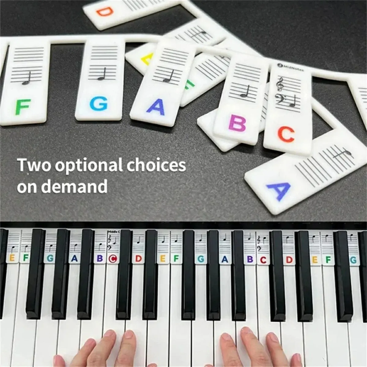 Piano Keyboard Stickers for 88/61 Key Removable Piano Keyboard Note Labels for Learning Notes Guide Beginner