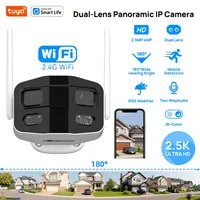 Tuya Smart 4MP 2.5K Dual-Lens Large wide 180°Security Camera , Outdoor Camera,With Color Night Vision/Siren/2-Way Talk IP Camera