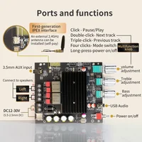 2*100W TPA3221 Bluetooth 5.2 Power Amplifier Board Class D USB AUX Sound Card Home Theater Audio Stereo Equalizer Amp 2