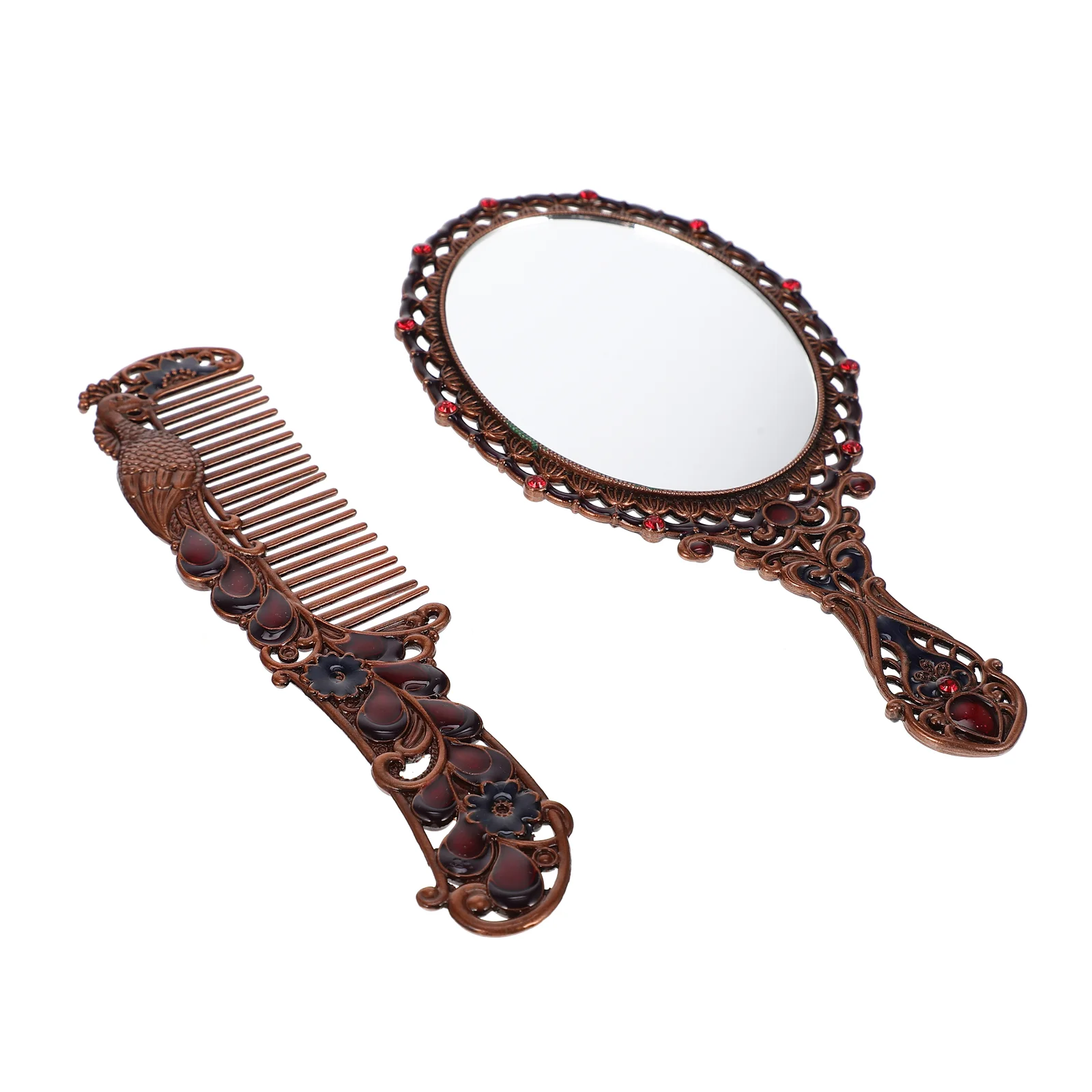 

Mirror with Handle Girls Suit Portable Hair Brush Unique Makeup Mirrors Hairbrush