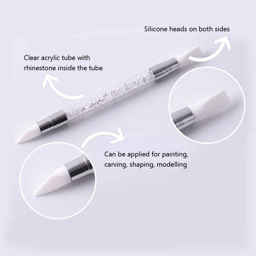 Dual-ended Silicone Sculpture Pen for Nail Art, Easy and Precise Nail Design Tool, 3D Carving Glitter Dotting Brush 4