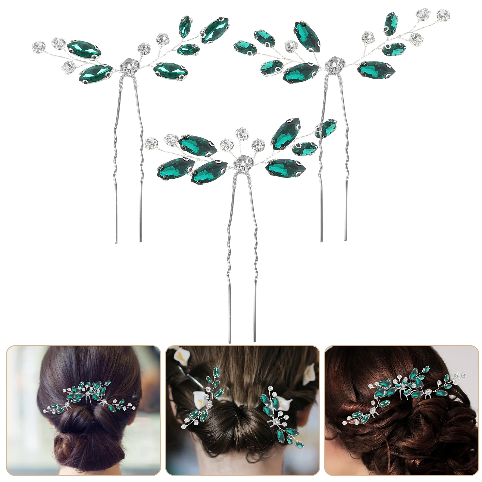 

3 Pcs Hairpin Headdress Wedding Clips Accessories Forks Irregular Bride Rhinestones Decorative Hairpins Bridal