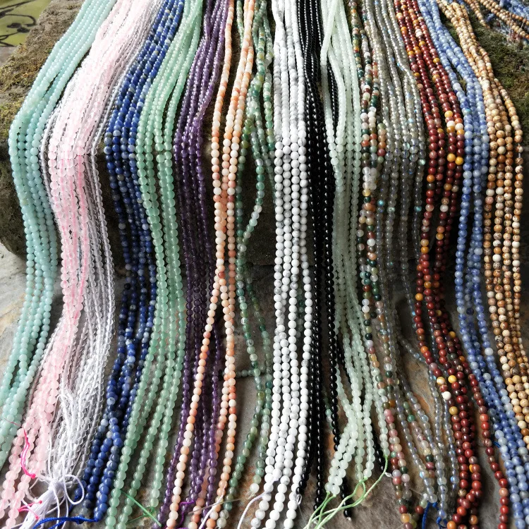 

3 mm Natural Agates Amethyst Quartz Amazonite Crystal Stone Beads Round Loose Spacer Beads For Jewelry Making DIY Bracelet