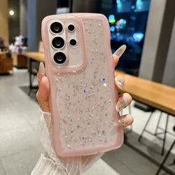 Glitter Sequins Wavy Clear Phone Case Cover - Galaxy S23 Ultra (Pink)