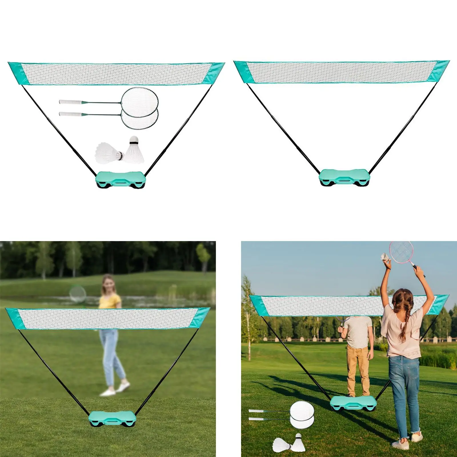 

Portable Badminton Net Set with Storage Base Foldable Pole Tennis Net Badminton