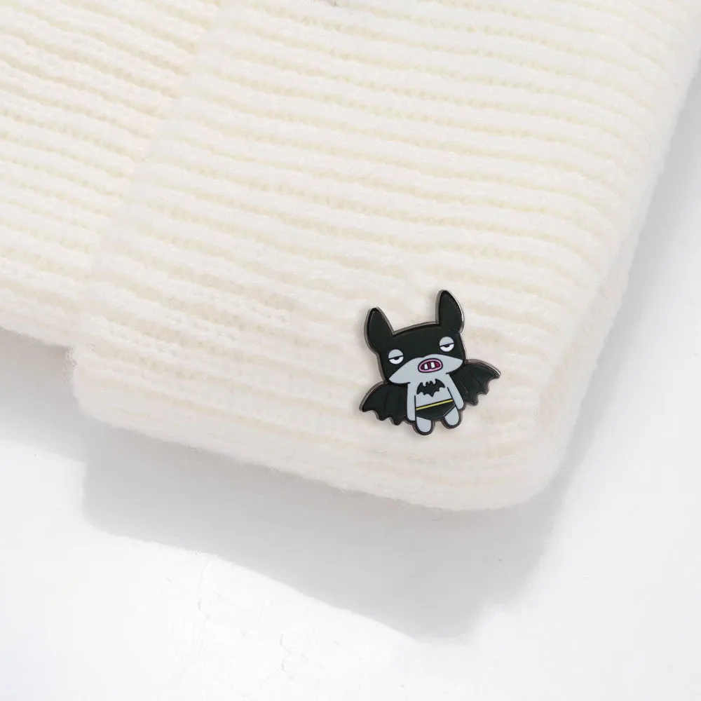 Fuggler-Fledermaus-Abzeichen, seltsamer, lustiger Tier-Emaille-Pin, hässlich-süße Monster-Brosche, Chibi-Abstrakte-Tiere-Reversnadel, Neuheitsschmuck – Detail 8