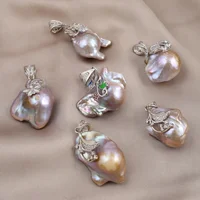 1PC Natural Pearl Pendant Irregular Natural Baroque Pearl Pendant Charm for Making DIY Jewelry Necklace Accessories 30x20mm 2