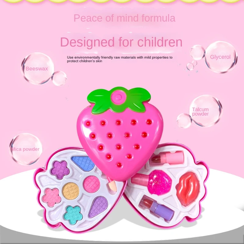 Children Makeup Toys Cosmetic Set Strawberry Box Diy Princess Gift for Girls makeup toy princess pretend toys cosmetics set