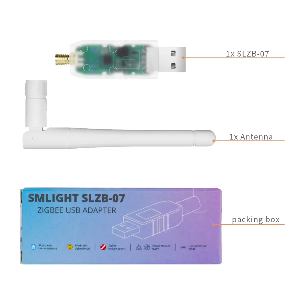 Zigbee Adapter SMLIGHT SLZB-07 Zigbee 3.0 Smallest Thread/Matter USB Adapter Works With Zigbee2MQTT ZHA Home Assistant