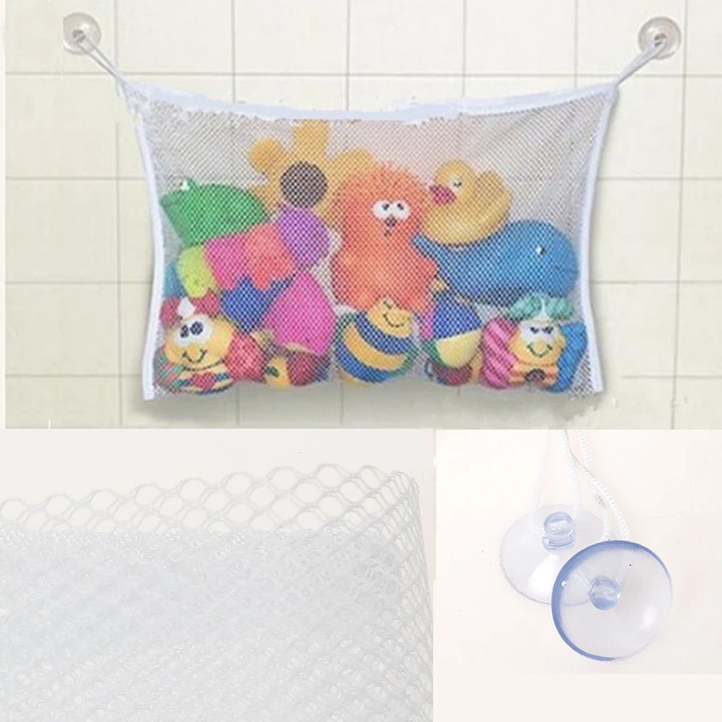 

Folding Baby Bathroom Hanging Mesh Bath Toy Storage Bag Net Suction Cup Baskets Shower Toy Organiser Bags