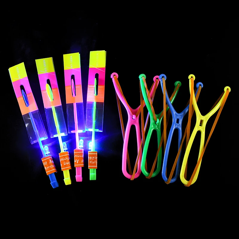 20/5Pcs LED Light Rubber Band Catapult Helicopter Flying Toys Fun Arrow Rocket Kids Birthday Party Favors Gift Bag Pinata Filler finger catapult toy party toys toy gift filler