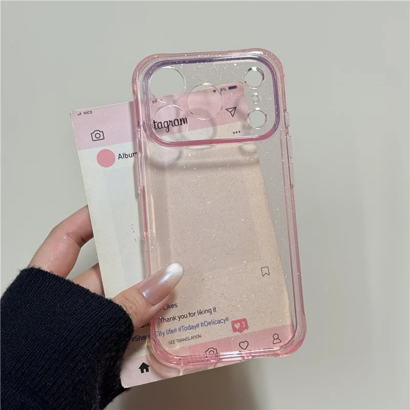 Glitter Clear Shockproof Case with Transparent Lens Protection and Airbag Technology
