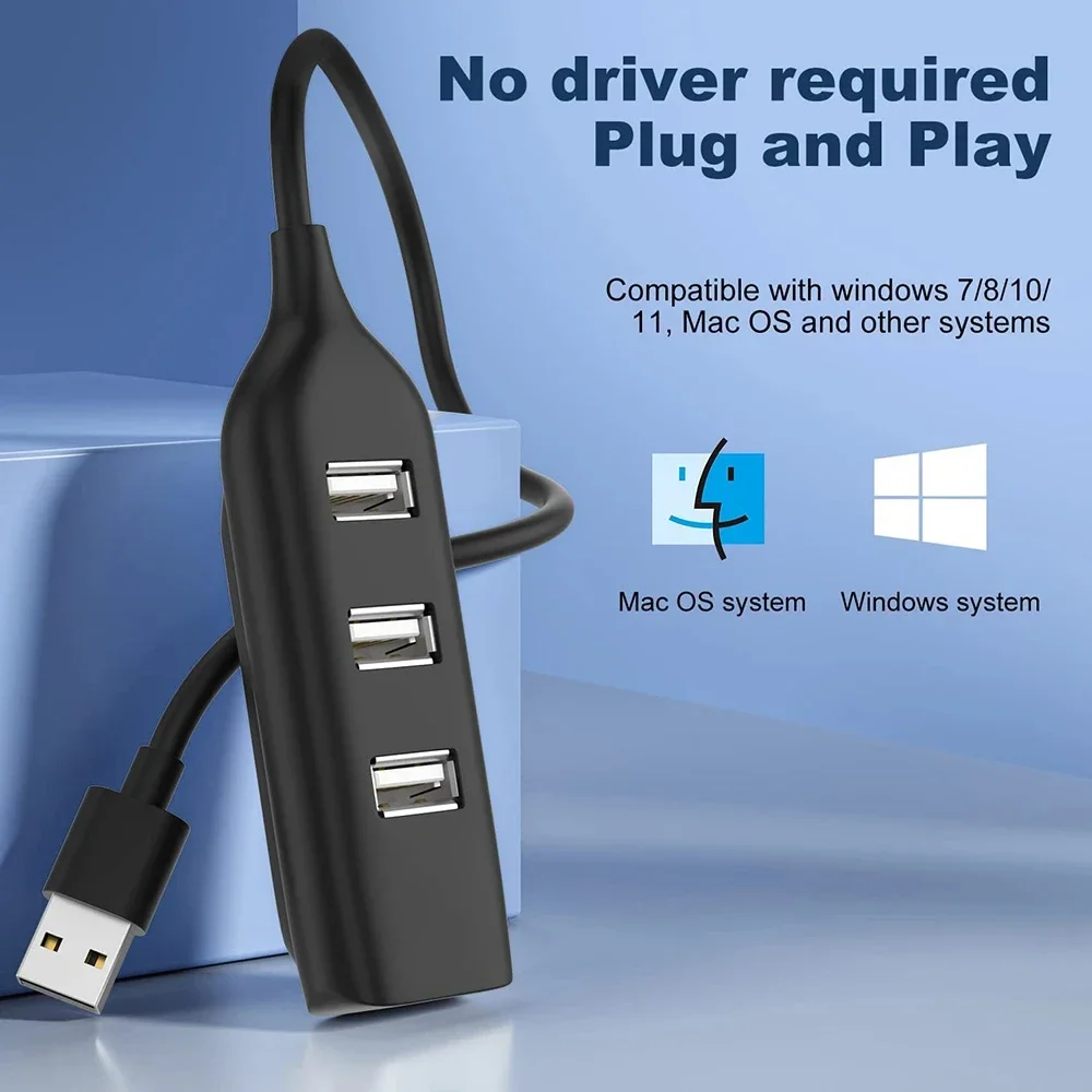 KEBIDUMEI USB Hub 4 Ports USB Splitter OTG Adapter USB 2.0 Hub For Mouse Keyboard PC Laptop Macbook Pro Computer Accessories - 6