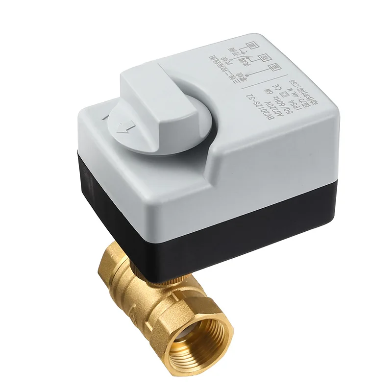 AC220V DC12-24V 3 Way/2 Way DN15/20/25/32/40 Manual Switch Brass Motorized Ball Valve 3-Wire Two Control Electric Actuator