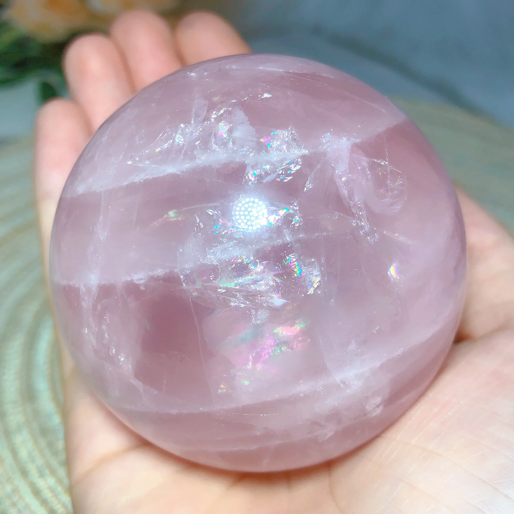 High Quality Natura Crystals Rose Quartz Sphere Star Flash Reiki Home Decoration Energy Healing Ore Ornament Room Decor 3