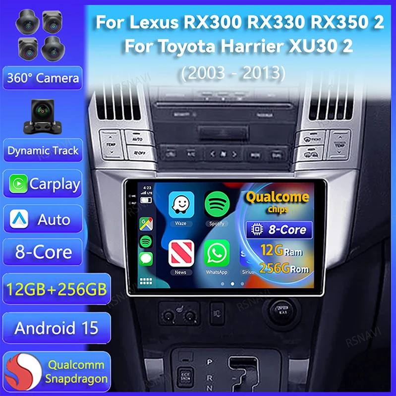 Android 15 Carplay Auto For Lexus RX300 RX330 RX350 RX400H II 2
