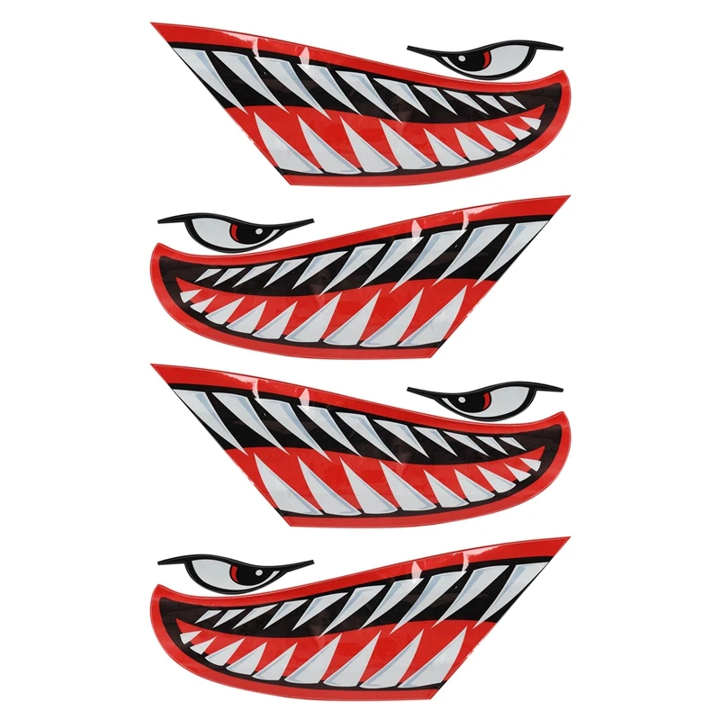 

4Pcs Waterproof Kayak Sticker DIY Shark Teeth Mouth Stickers Boat Car Truck Accessories