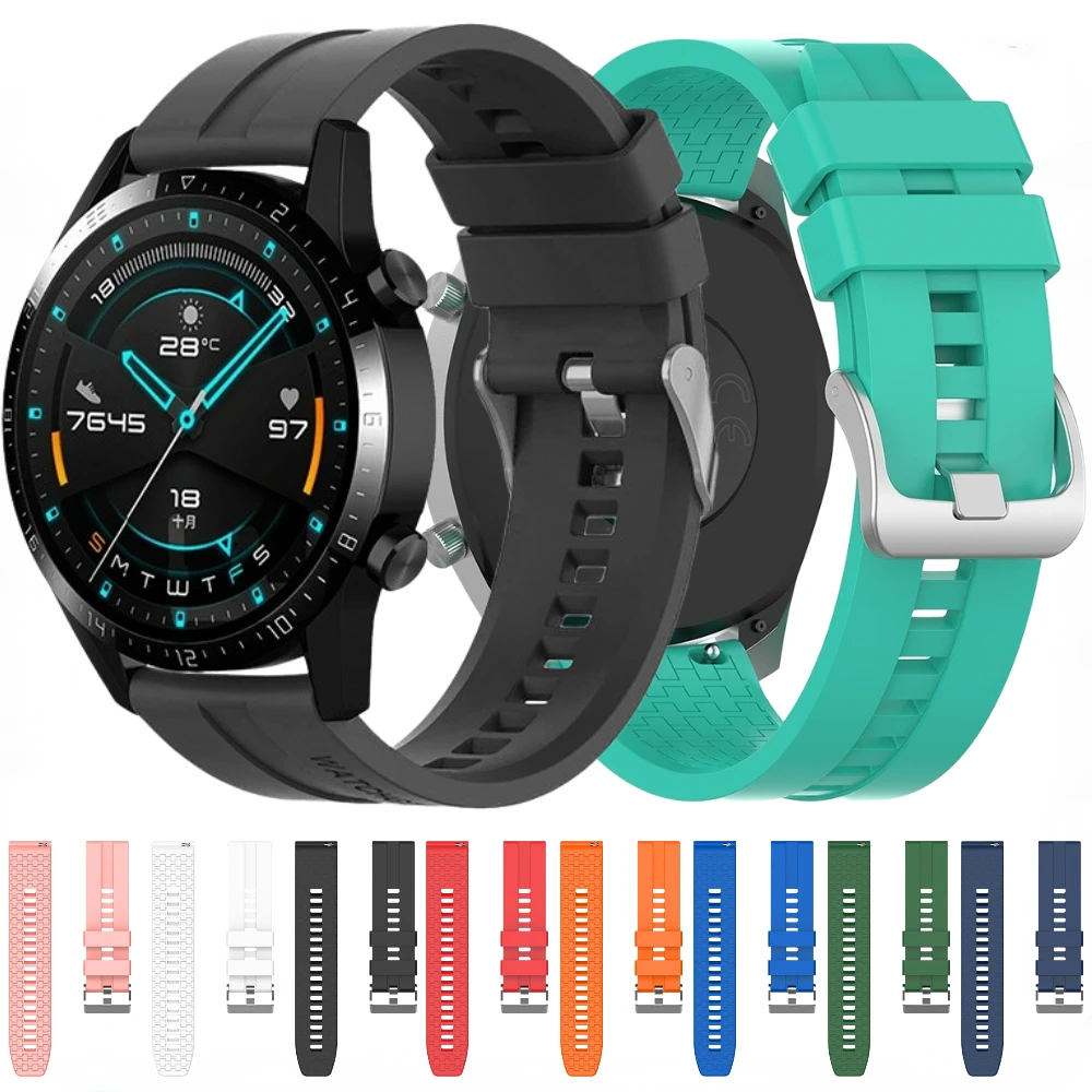 

20mm 22mm Silicone Strap for Huawei Watch 4/3/GT/2/Pro/Samsung galaxy watch 5/4/3 Sport Bracelet for Huawei Watch 46mm 42mm Band