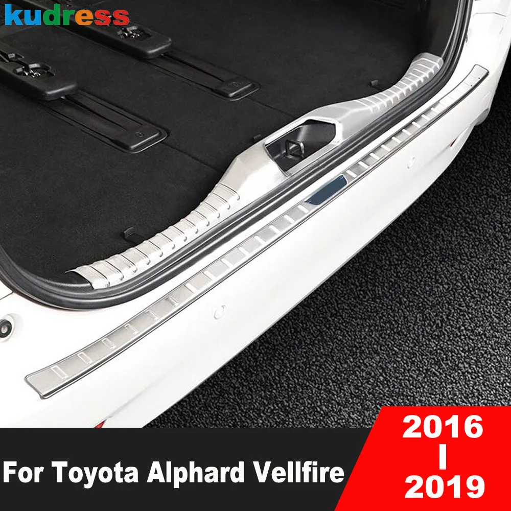 

For Toyota Alphard Vellfire 2016 2017 2018 2019 Steel Car Rear Trunk Bumper Cover Trim Tailgate Door Sill Plate Protector Guard