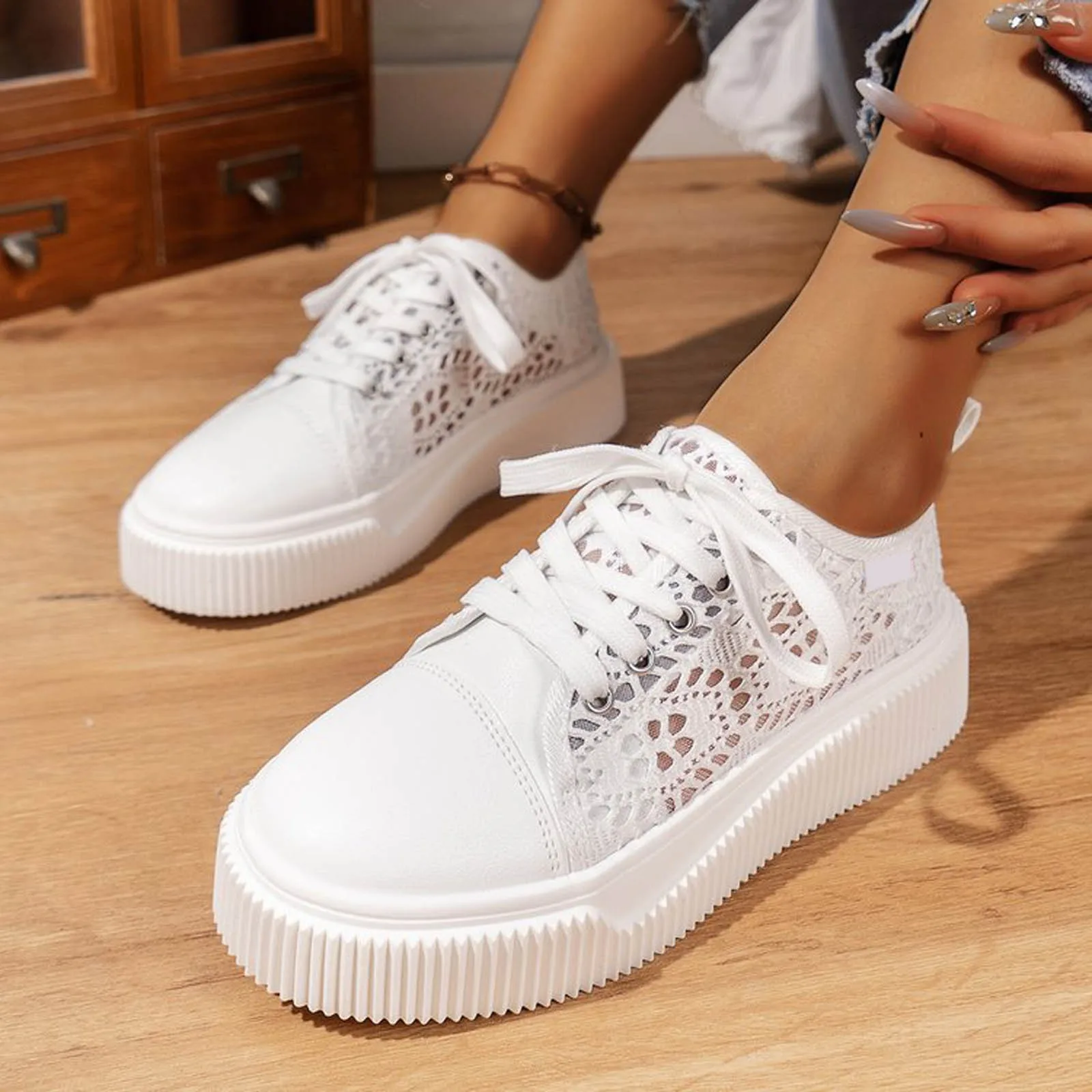 Women'S Solid Causal Mesh Shoes Home Footwear - Image 2