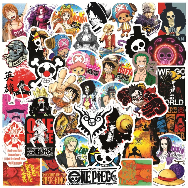 Autocollants One Piece Anime Graffiti pour enfants, téléphone, planche à  roulettes, voiture, casque, moto, PVC, décalcomanie