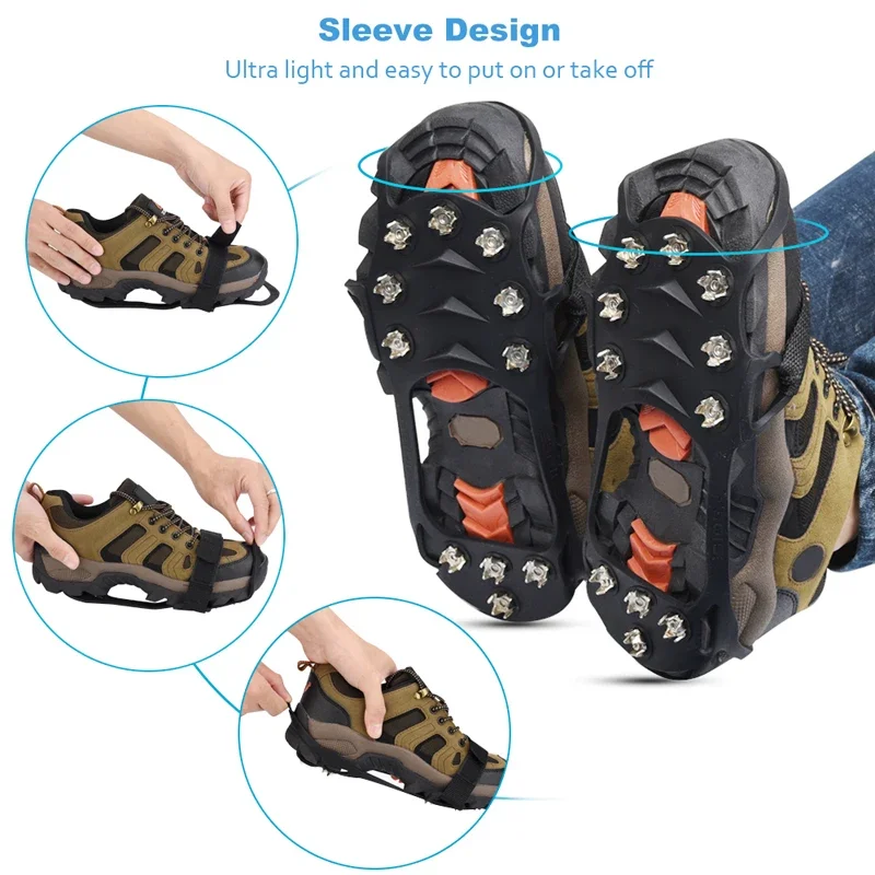 11 Teeth Crampons Outdoor Hiking Climbing Snow And Ice Gripper Anti-slip Covers for Winter Shoes Spikes Snow Shoe Accessories ice gripper spike climbing crampons