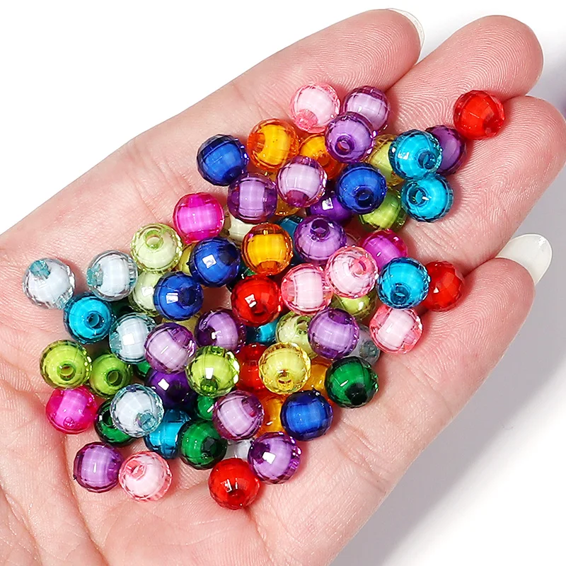 Glitter Beads Assorted Lot 10mm Acrylic Mix Clear Jewelry Making Supply  BULK 50p