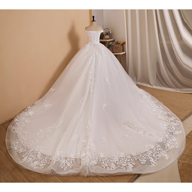 Robe De Mariee Off The Shoulder Lace Princess Wedding Dresses For Bride Sleeveless Ball Bridal Gown Vestido De Noiva Customized