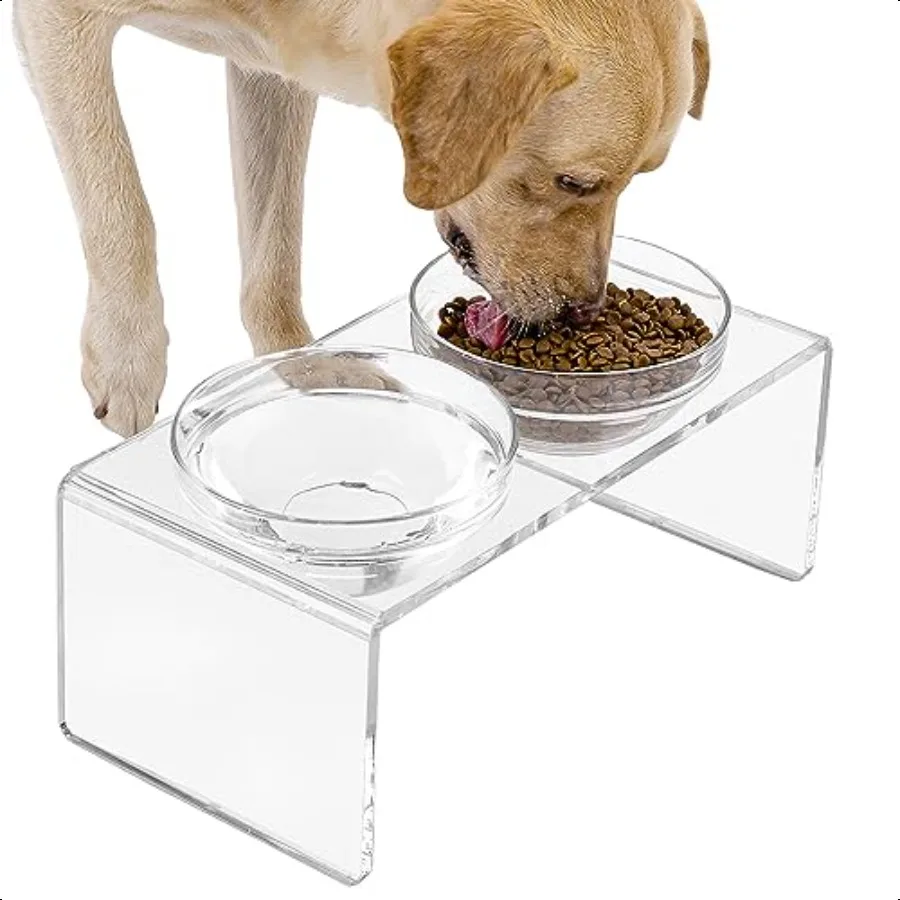 Elevated Acrylic Dog Cat Bowls with Removable Bowls