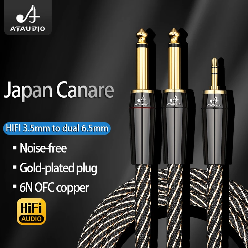 Cabo de Áudio para Amplificador Mixer Hifi 3.5 mm para Dual 6.5 mm Trs 4n Ofc Aux Macho Jack Mono 6.5 Stereo 3.5 Jack Splitter